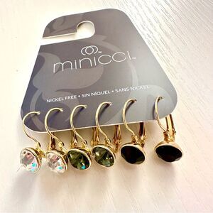 3 Pairs of Faux Gem Dangle Earrings from Minicci